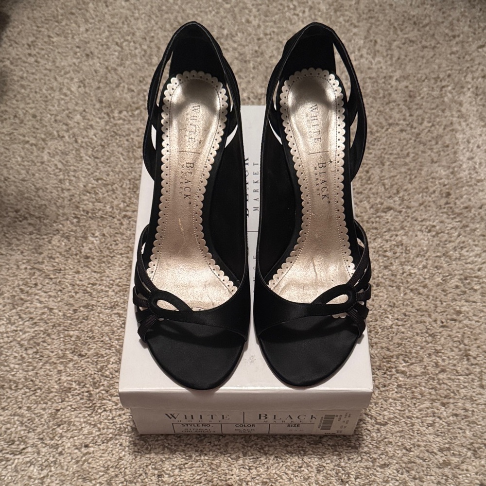 White House Black Market Black Strappy Heels
